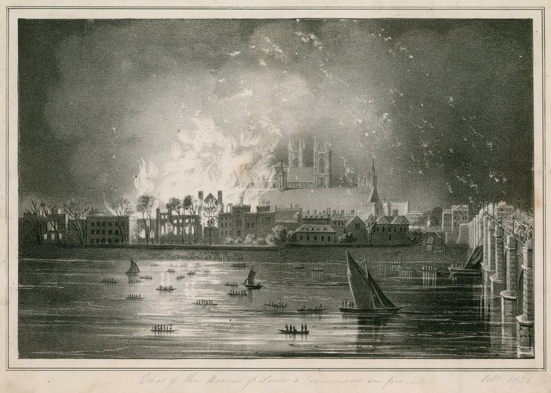 La destruction par le feu des Chambres du Parlement le 16 octobre 1834 - English School