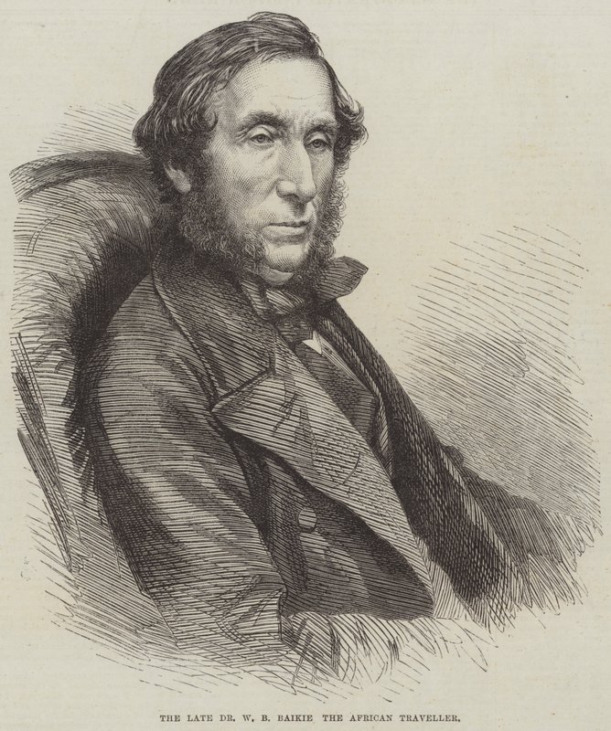 Feu Dr W B Baikie, le voyageur africain (gravure) - English School