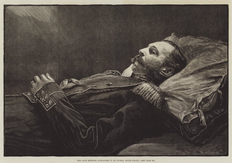 Le défunt empereur Alexandre II de Russie après la mort - English School
