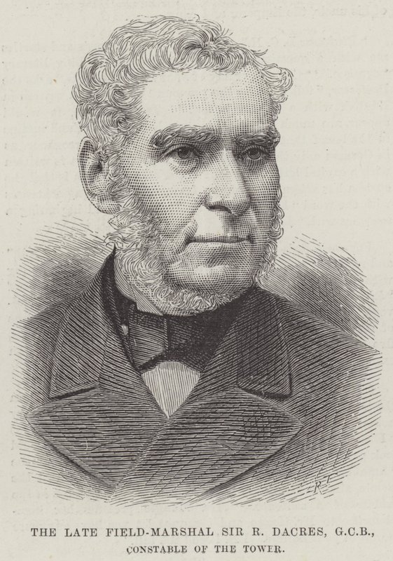 Feu le maréchal Sir R Dacres, GCB, connétable de la Tour (gravure) - English School
