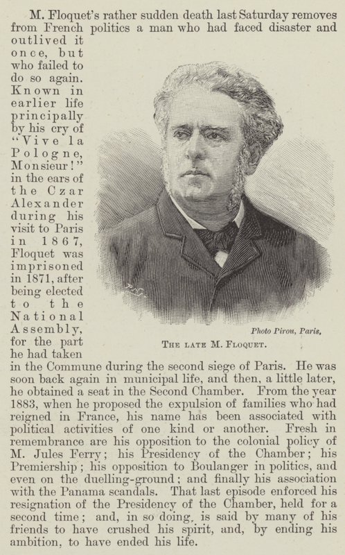Le défunt M Floquet (gravure) - English School