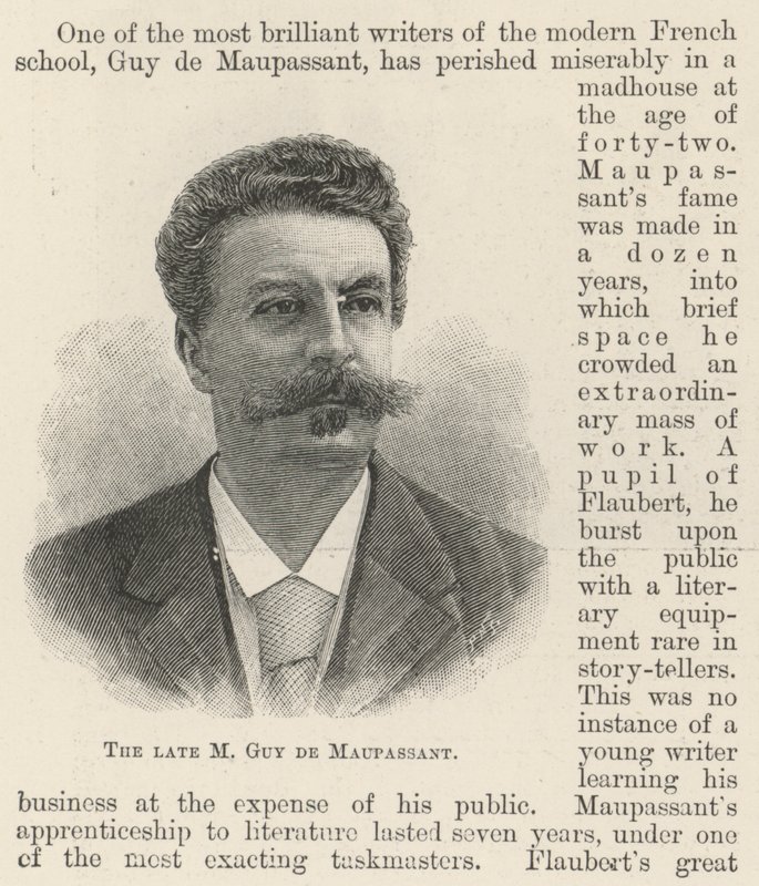Le défunt M Guy de Maupassant (gravure) - English School
