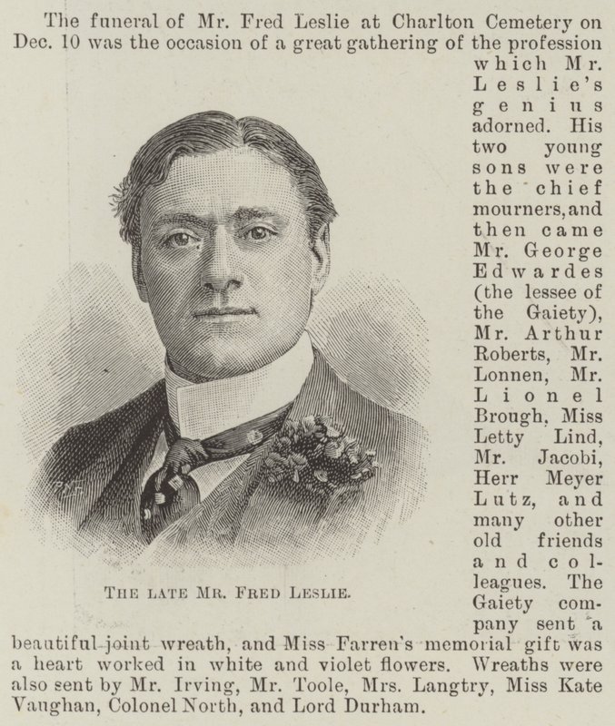 Le défunt M. Fred Leslie (gravure) - English School