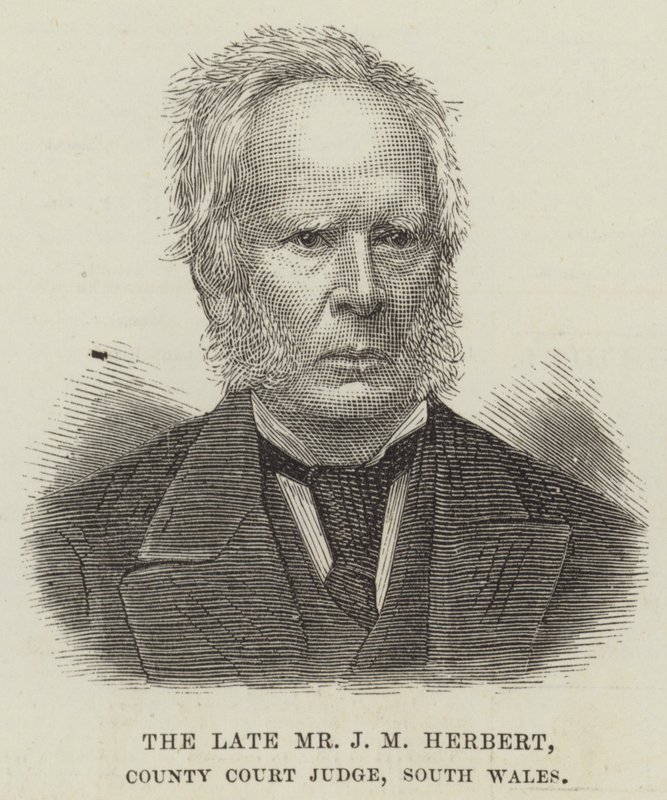 Feu M. J M Herbert, juge de la cour de comté, Galles du Sud (gravure) - English School