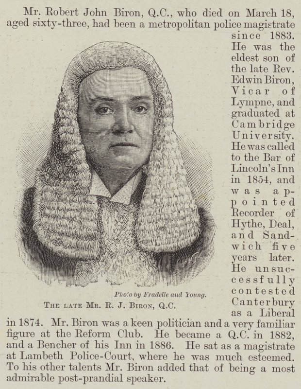 Feu M. R J Biron, QC (gravure) - English School