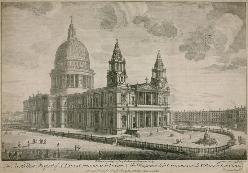 La perspective nord-ouest de la cathédrale Saint-Paul à Londres - English School