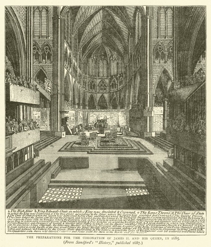 Les préparatifs pour le couronnement de Jacques II et de sa reine, en 1685, d