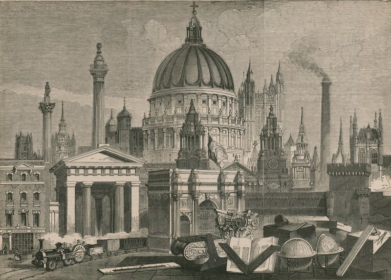 Les principales œuvres architecturales de Grande-Bretagne, groupées avec des emblèmes maçonniques - English School
