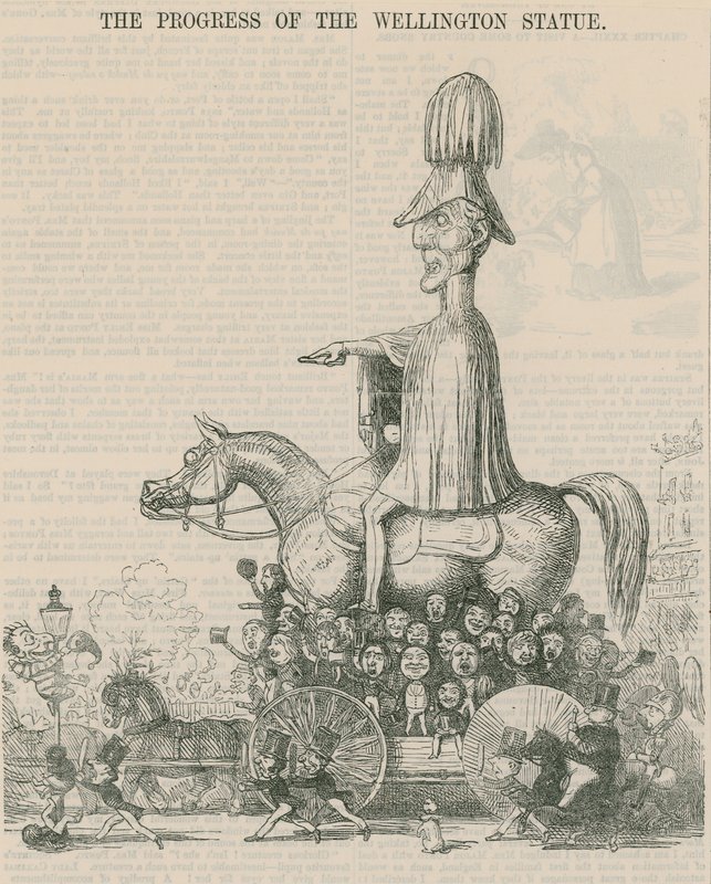 Le progrès de la statue de Wellington, caricature - English School