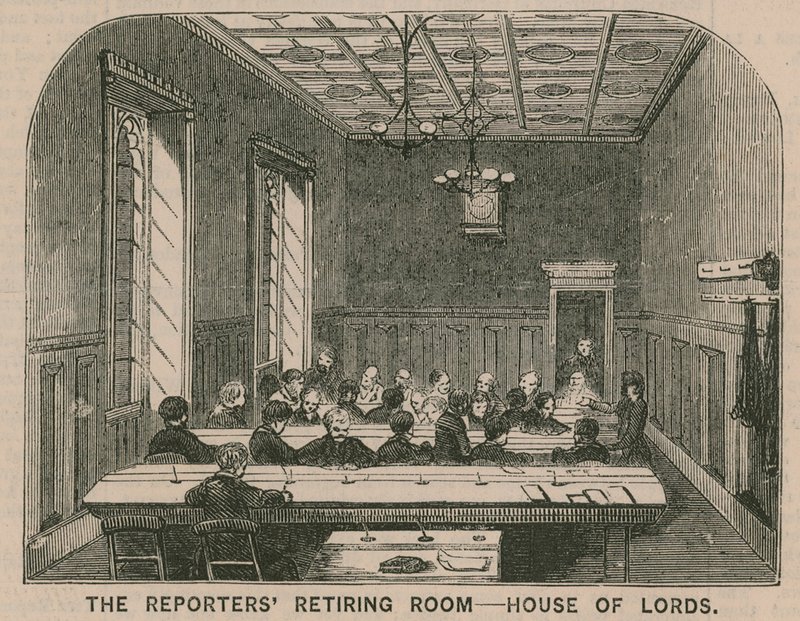 La salle de repos des reporters à la Chambre des Lords - English School