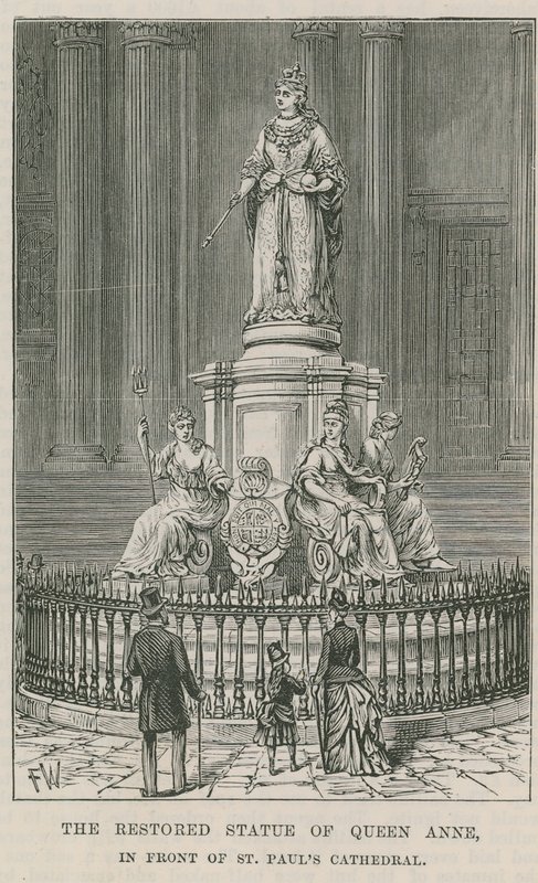 La statue restaurée de la reine Anne - English School