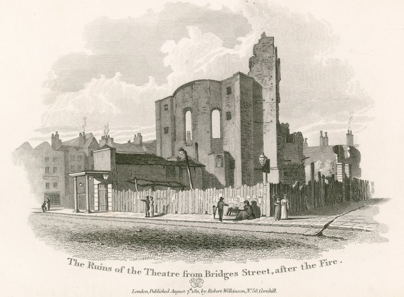 Les ruines du Royal Theatre, Drury Lane, depuis Bridges Street - English School