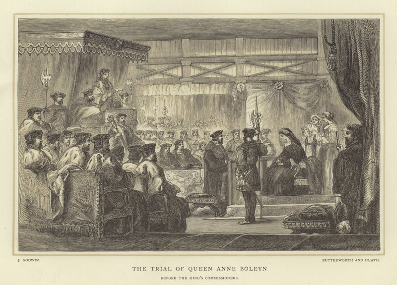 Le procès de la reine Anne Boleyn, devant les commissaires du roi - English School