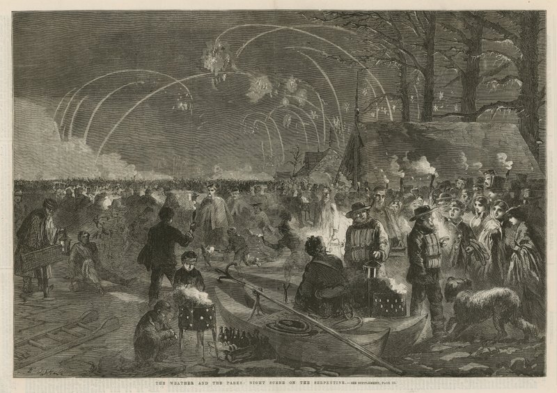 Le temps et les parcs : scène nocturne sur la Serpentine - English School