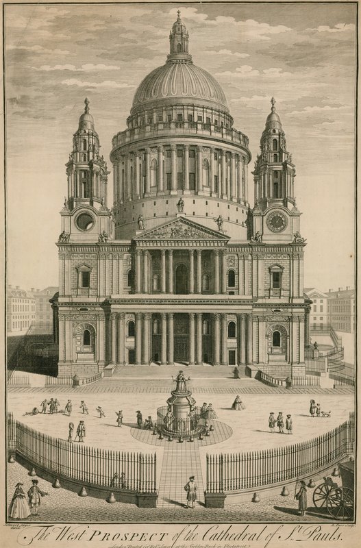 La perspective ouest de la cathédrale Saint-Paul, Londres - English School