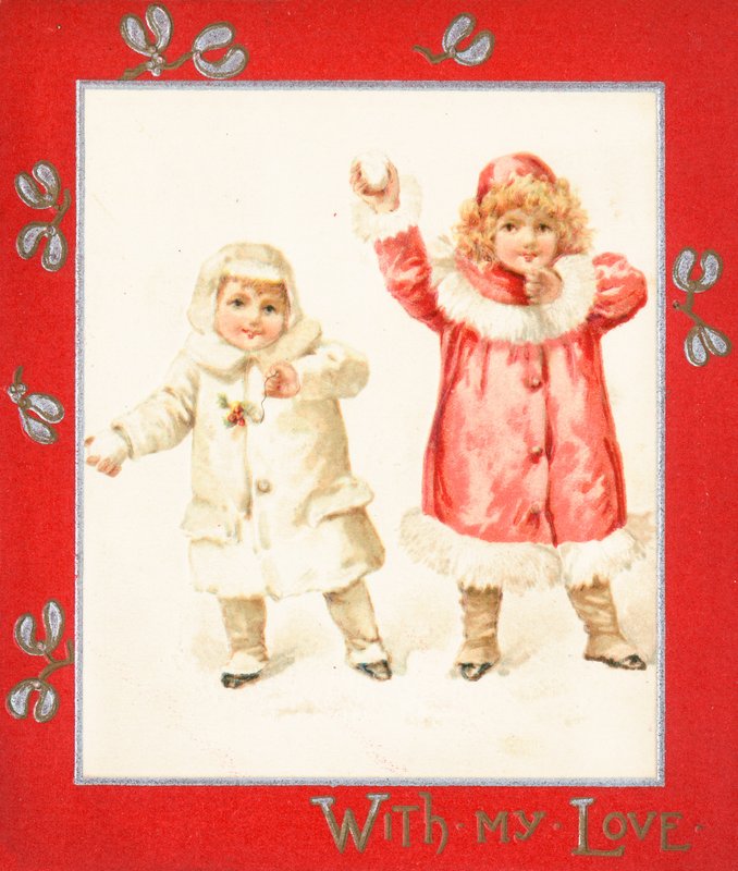 Lancer des boules de neige, Carte de Noël - English School