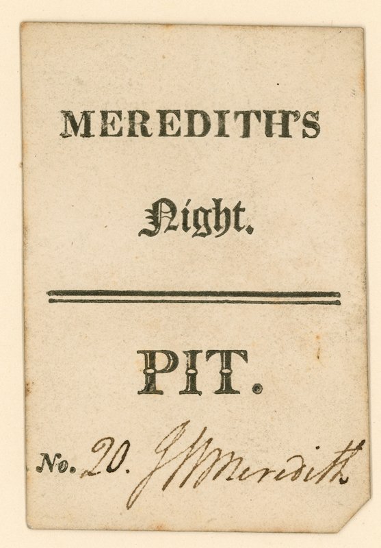Billet pour le Théâtre de Drury Lane, Londres : Nuit de Meredith - English School