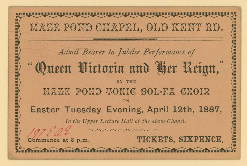 Billet pour une représentation de la Reine Victoria et son règne - English School