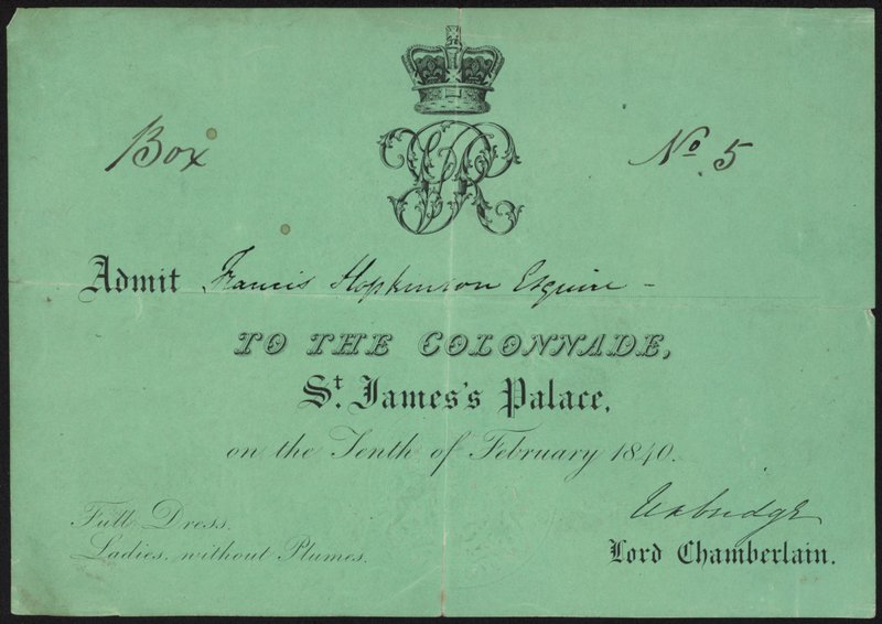 Billet pour admettre une personne à la Colonnade - English School