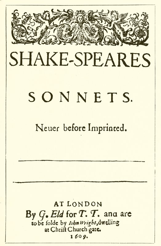 Page de titre des Sonnets de Shakespeare, 1609 - English School