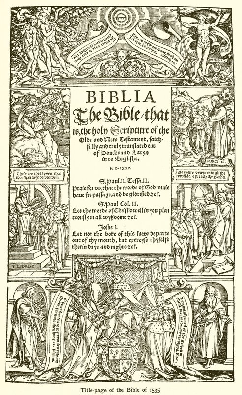 Page de titre de la Bible de 1535 - English School