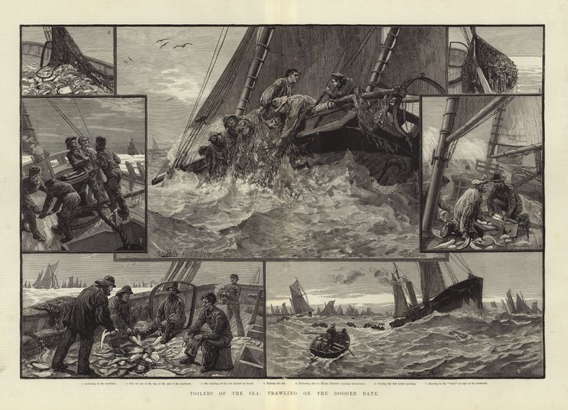Travailleurs de la mer chalutant sur le Dogger Bank - English School