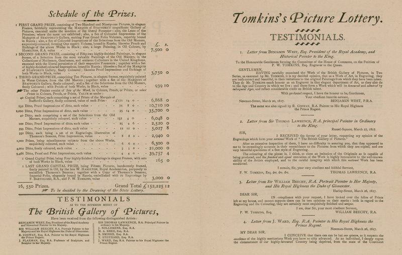 Tomkinss Picture Lottery de la British Gallery of Pictures - English School