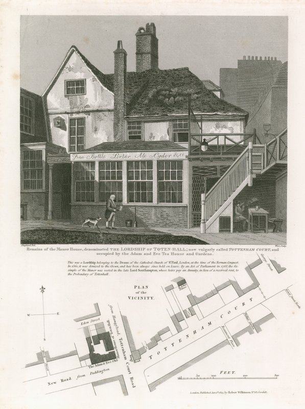 Tottenham Court, occupé par la Maison de Thé et les Jardins Adam et Eve - English School