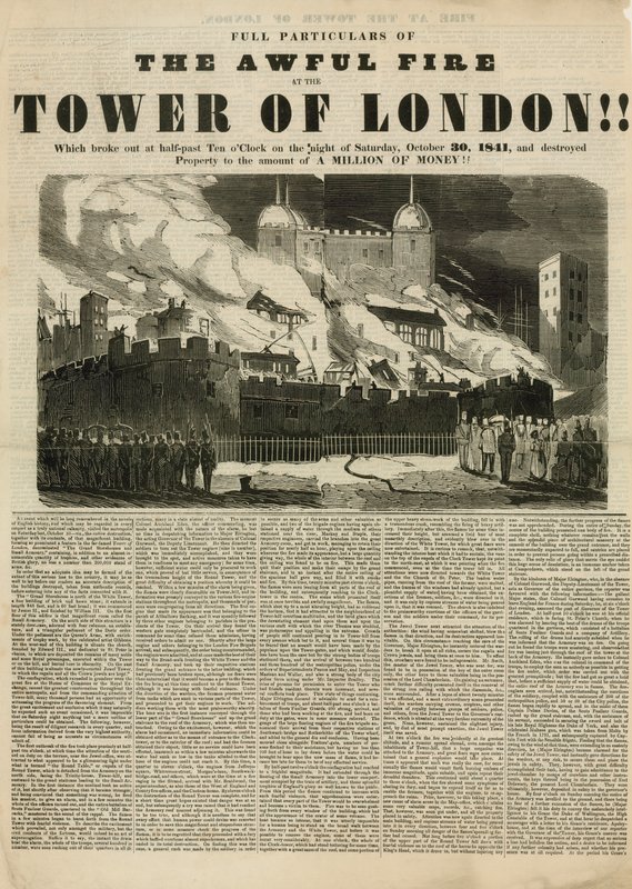 Incendie de la tour de Londres, 1841 - English School