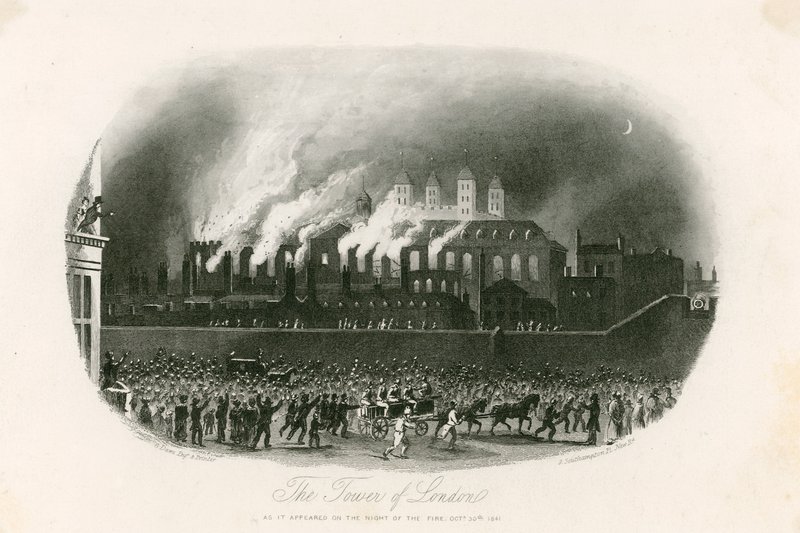 Incendie de la tour de Londres, 1841 - English School