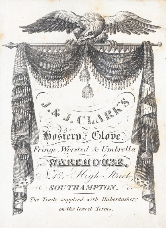 Carte de visite, J & J Clarks hosiery and gloves warehouse - English School