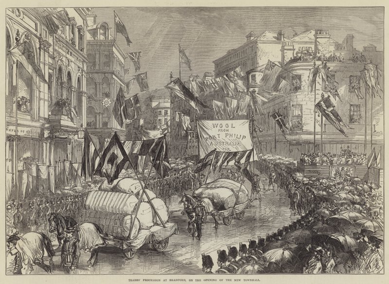 Procession des métiers à Bradford, lors de l
