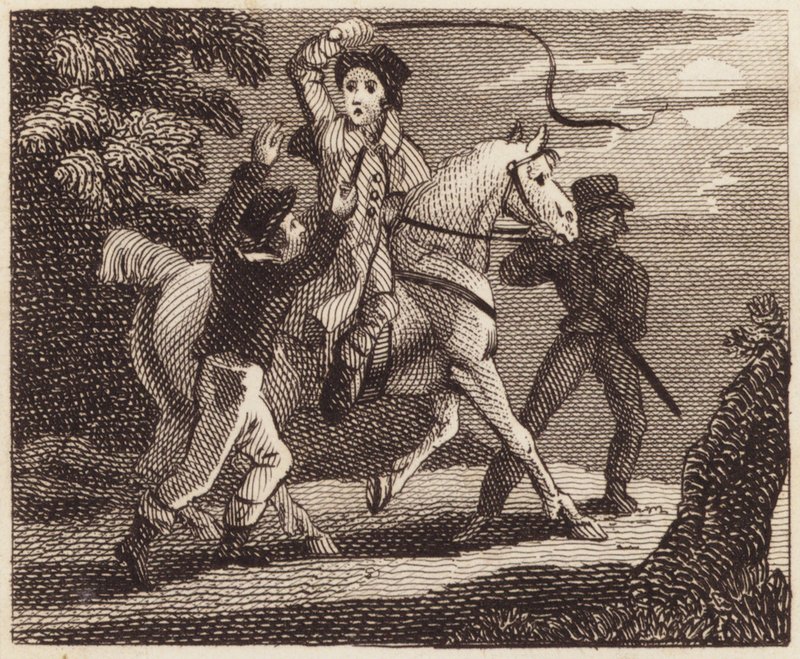 Voyageurs attaqués par des voleurs (gravure) - English School