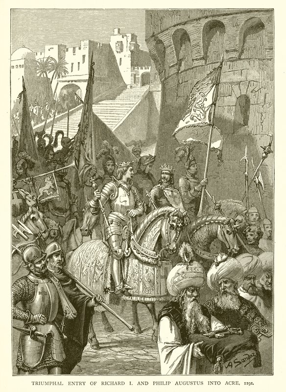 Entrée triomphale de Richard Ier et Philippe Auguste à Acre, 1191 - English School