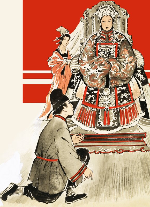 Homme japonais non identifié devant une femme royale - English School