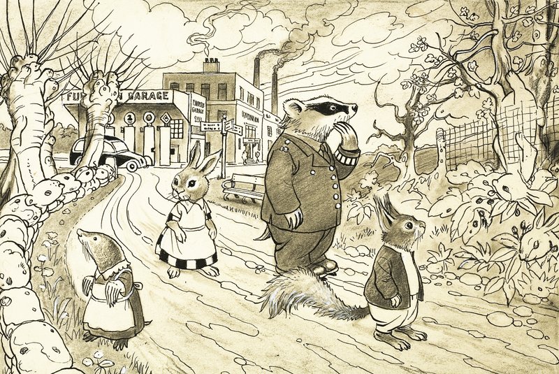 Animaux de dessin animé non identifiés, y compris écureuil, blaireau, taupe et lapin - English School