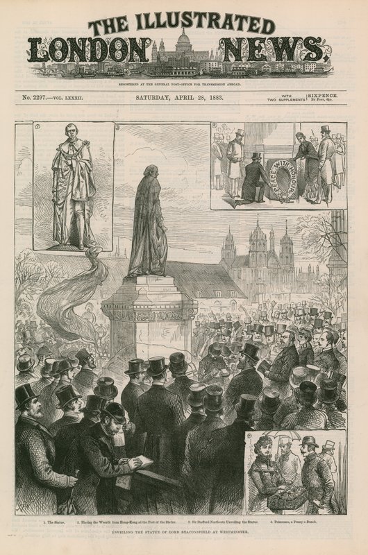 Dévoilement de la statue de Lord Beaconsfield à Westminster - English School