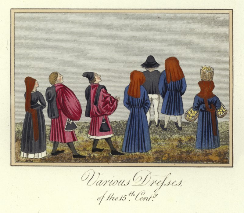 Divers vêtements du XVe siècle - English School