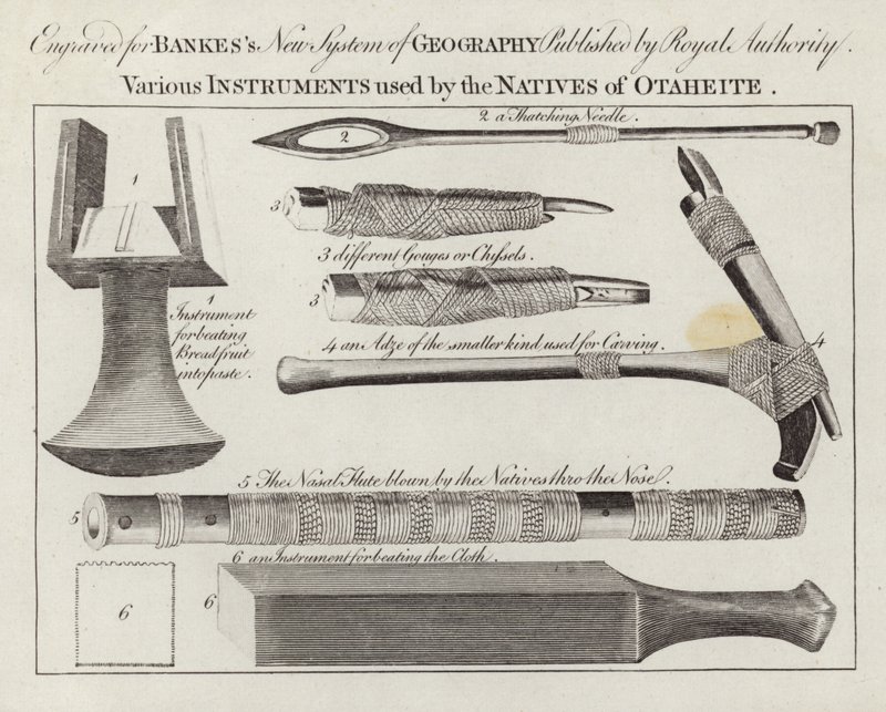 Divers instruments utilisés par les natifs d