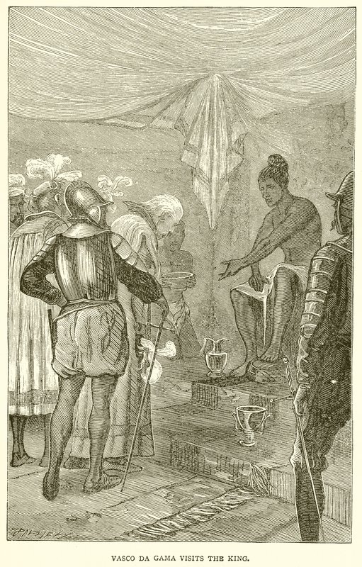Vasco de Gama rend visite au roi - English School