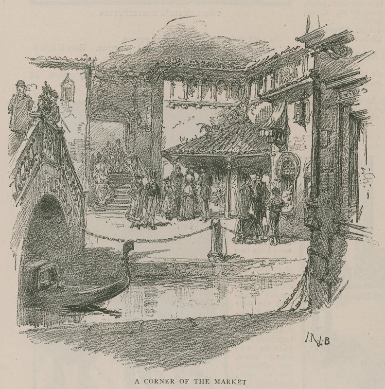 Venise à Londres : Croquis à Olympia - Un coin du marché - English School