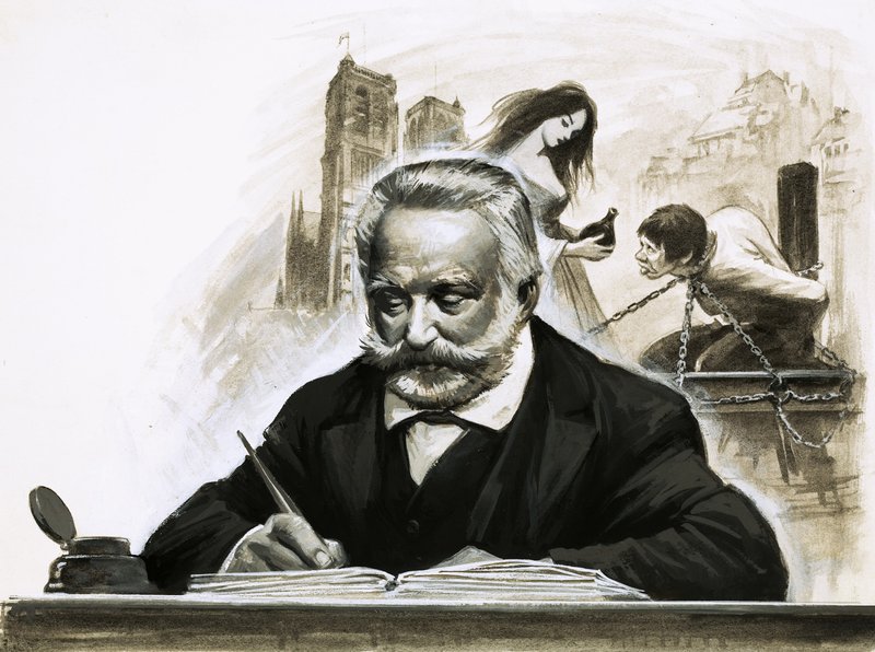 Victor Hugo écrivant son roman Notre-Dame de Paris - English School