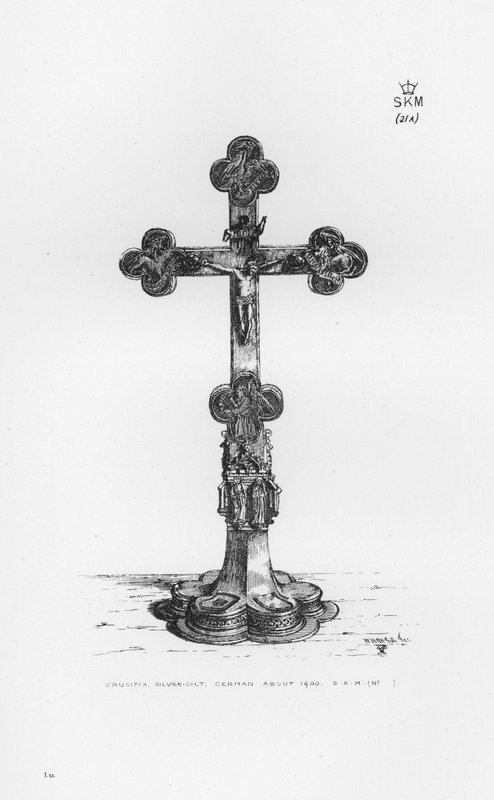 Musée Victoria et Albert : Crucifix, argent doré, allemand vers 1400 - English School
