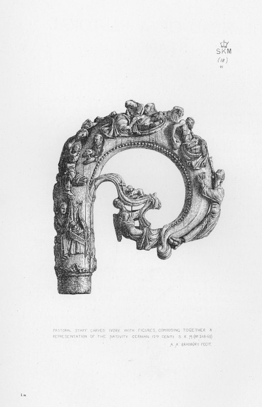 Musée Victoria et Albert : Bâton pastoral, ivoire sculpté, avec des figures représentant la nativité, allemand - English School