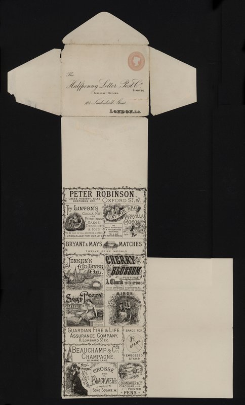 Papeterie postale victorienne de la Halfpenny Letter Post Company, Leadenhall Street, Londres - English School