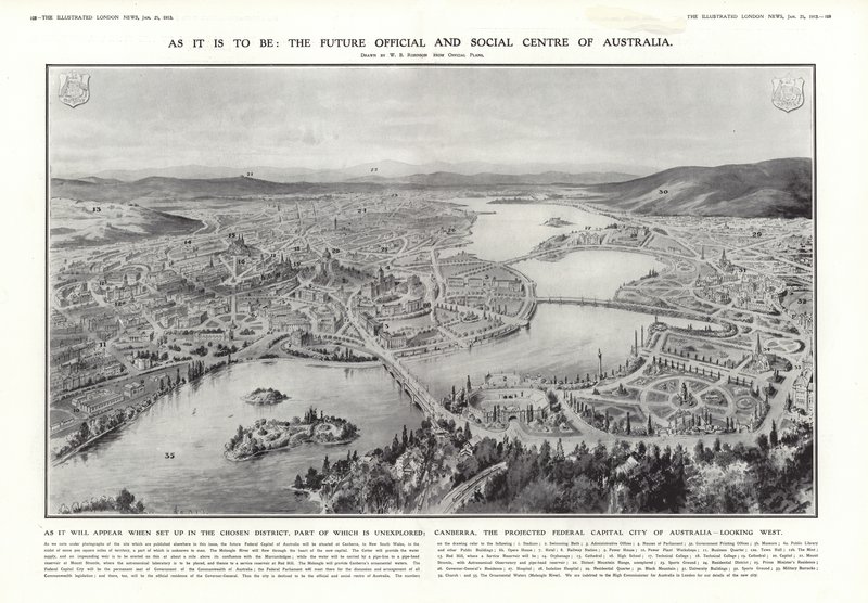 Vue de Canberra, capitale fédérale proposée de l