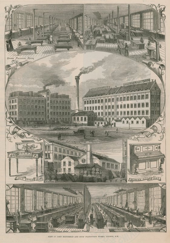 Vue des ateliers de pianos de John Brinsmead et Fils - English School