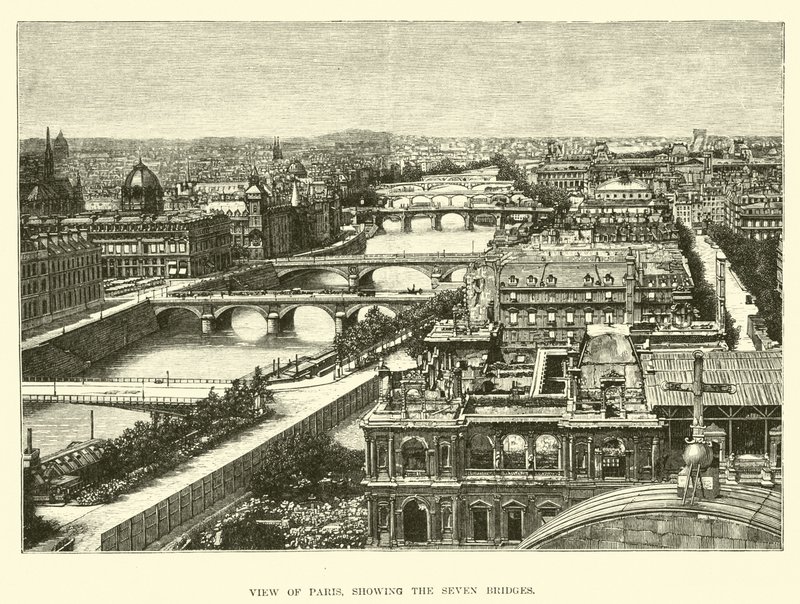 Vue de Paris, montrant les sept ponts - English School
