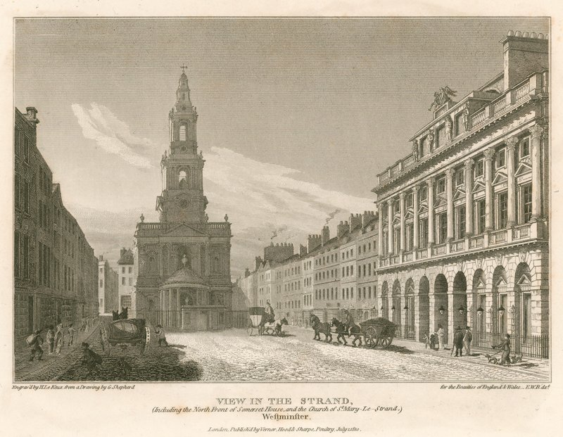Vue du Strand, y compris la façade nord de Somerset House et l