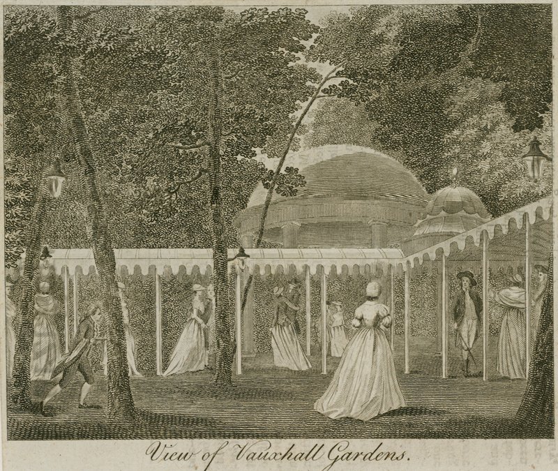 Vue des jardins de Vauxhall, Londres - English School